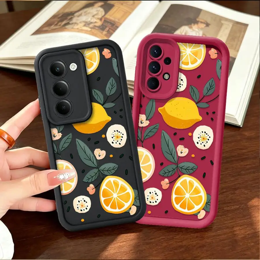 Lemon Leaf Flower Case for Samsung Galaxy A15 A24 A12 A07 A14 A22 A11 A21s A16 A25 A13 A30 Phone Cover A06 A36 A50 A52 A05A73