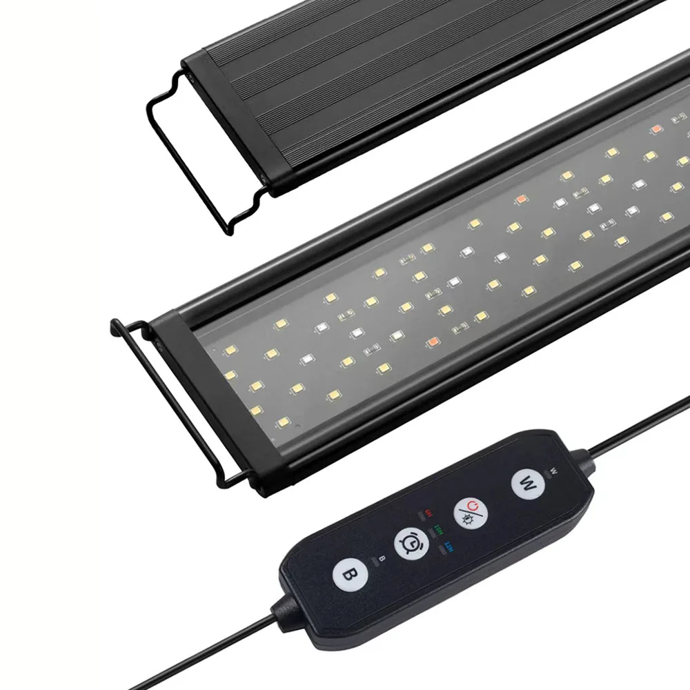 30-60cm Full-Spectrum LED Fish Tank Light with Timer and Memory Function, Aquarium Plant Growth Light 100-240V
