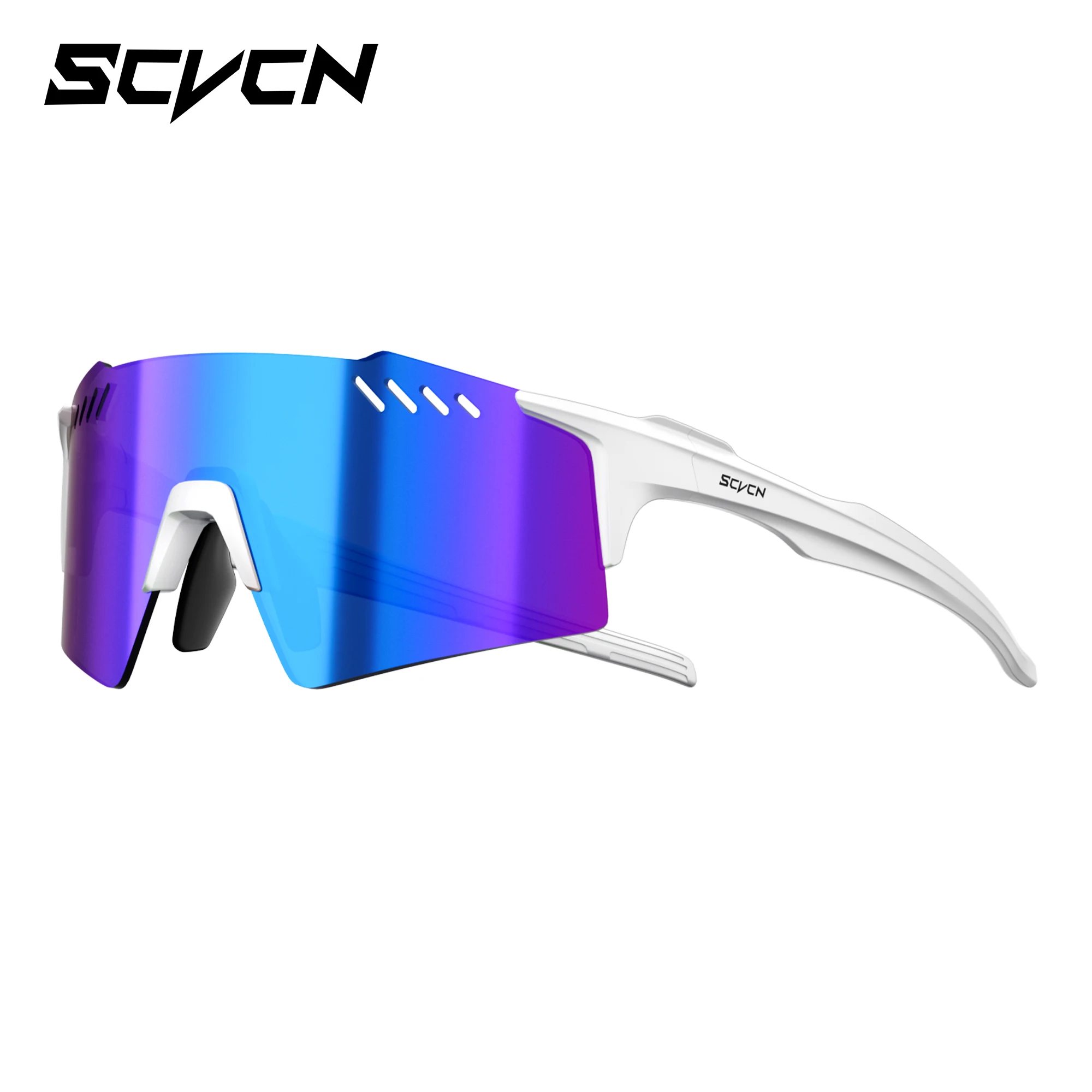 SCVCN Wanderbrillen, modisch, randlos, Fahrradbrille, Outdoor-Sport, Laufen, Fahren, Sonnenbrille für Herren, Schutzbrille, MTB, Fahrrad, 1-Linse