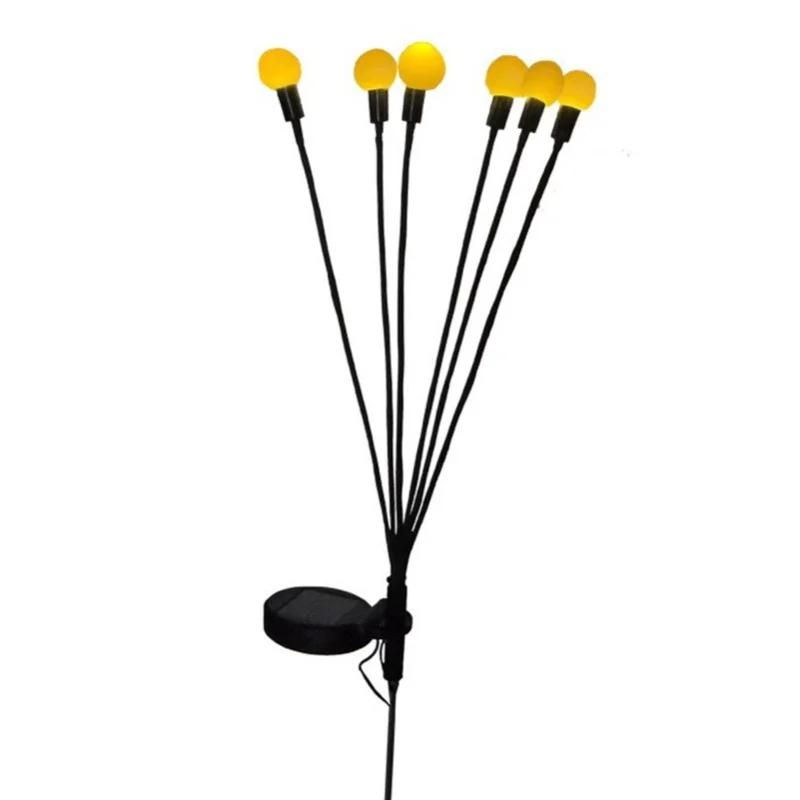 2 Packs 6-Head Solar Swaying Firefly Lamps Intelligent Light Control Outdoor Waterproof Ground Plug Garden Atmosphere Decoration