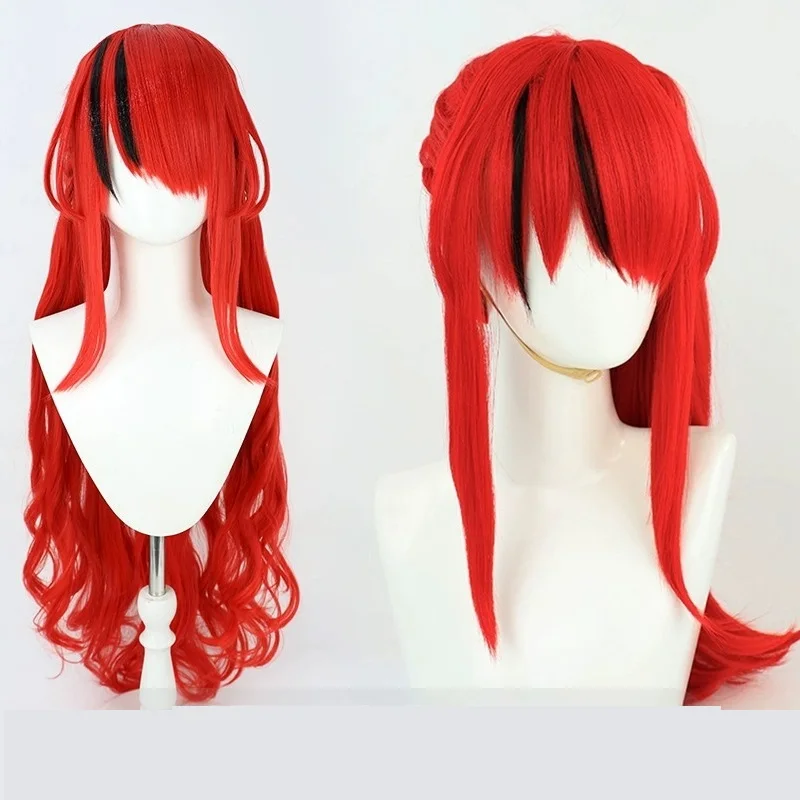 Virtual YouTuber Lain Paterson Cosplay Wig 80cm Long Red Mixed Black Heat Resistant Synthetic Hair Halloween Party Role Play