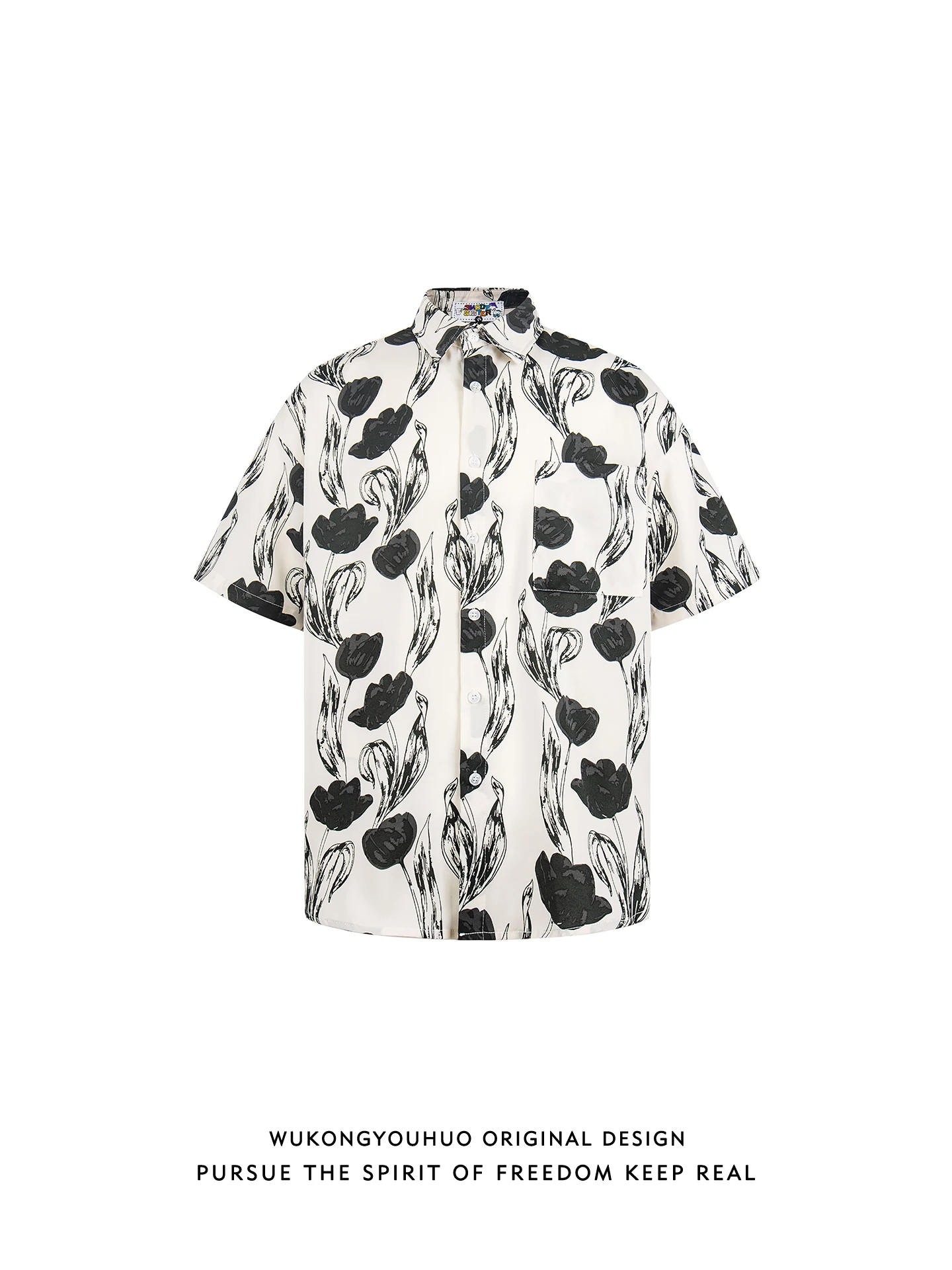 

Loose Men's ort Sve irt Floral Print American Street Hip Hop Brand Casual Faion Breathable Summer Clothing for Couples