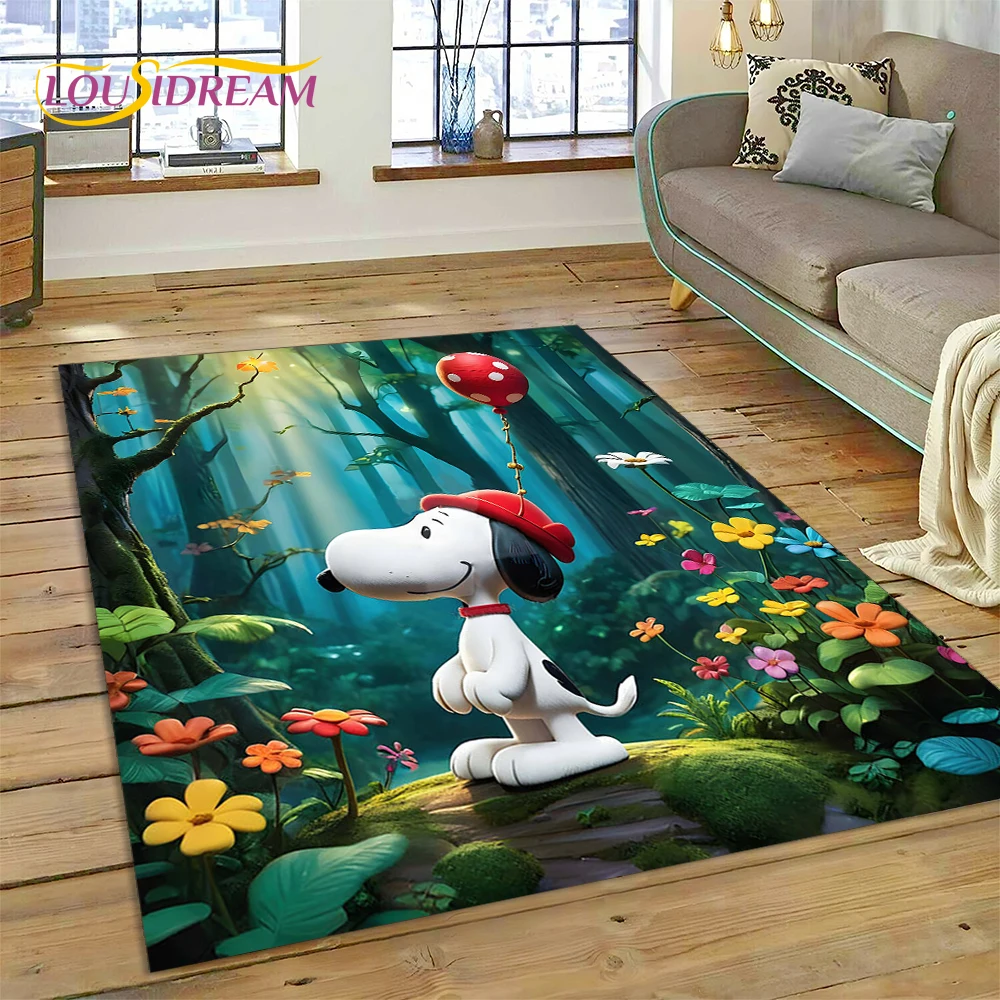 HD Cartoon Snoopy Dog Cute 3D Rug Carpet for Living Room Bedroom Home Decor,kids Play Non-slip Decoration for Sofa Doormat Gift