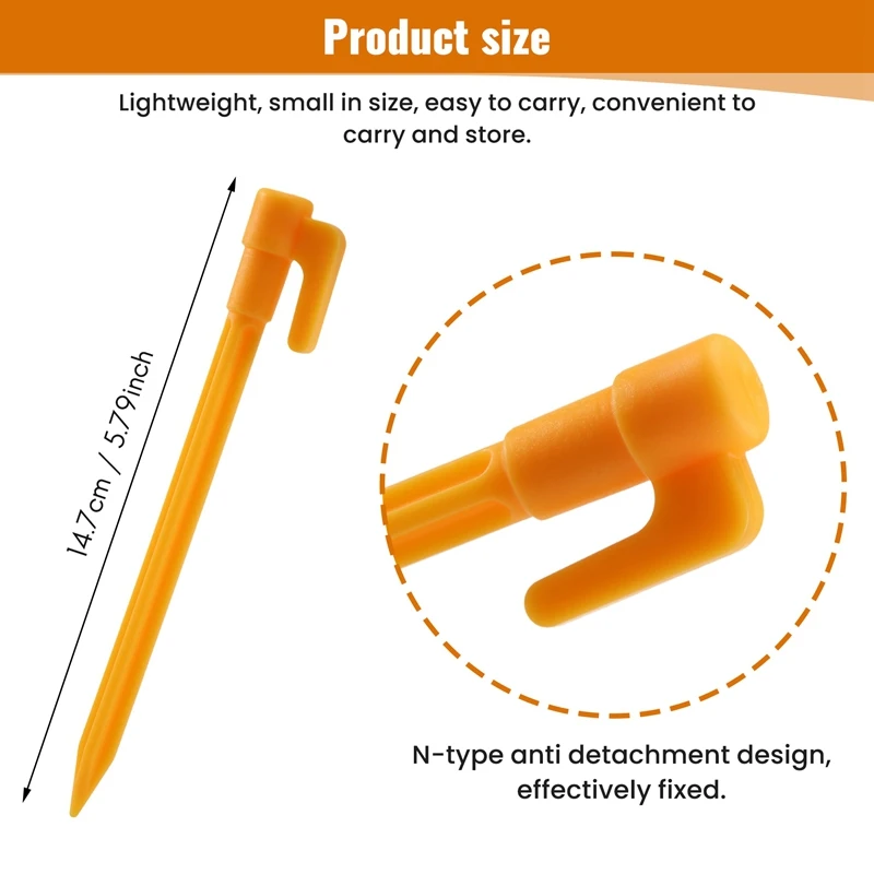 Herramientas de acampada, clavijas de plástico para tienda de campaña, clavos, estacas de tierra de arena, toldo para tienda de campaña al aire libre, accesorios para tienda amarilla, 10 Uds.