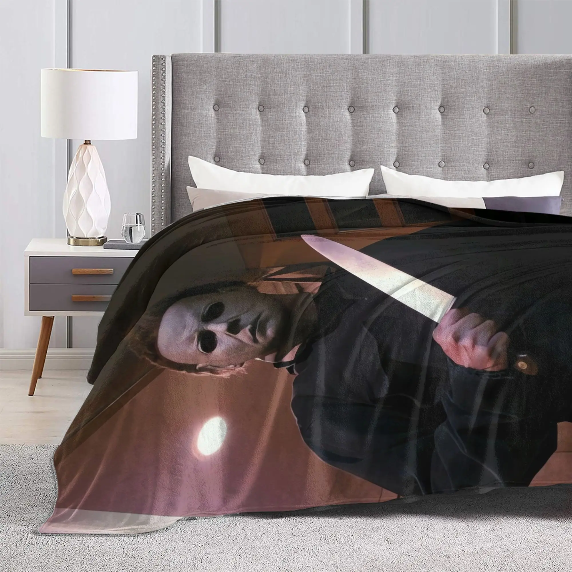 مايكل مايرز بطانيات الهالوين نزهة الفانيلا رمي بطانية للأريكة السرير لينة مخصصة جودة المفرش هدية عيد ميلاد #3