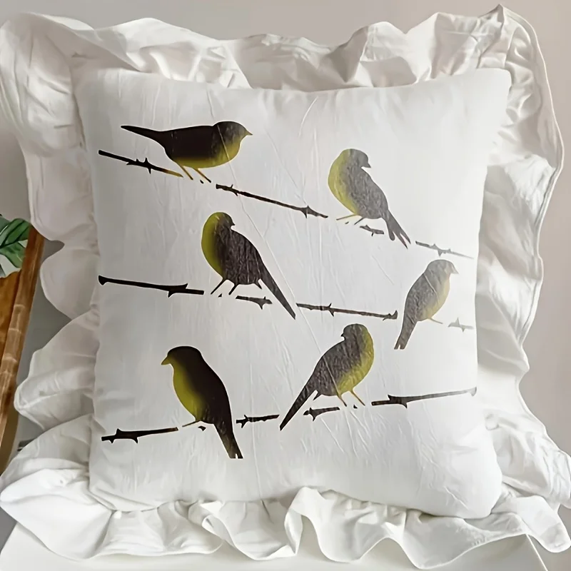 9 Reusable Bird & Branch Stencils, Versatile Nature Templates for Crafts, Fabrics, Walls, Furniture and Home Decor
