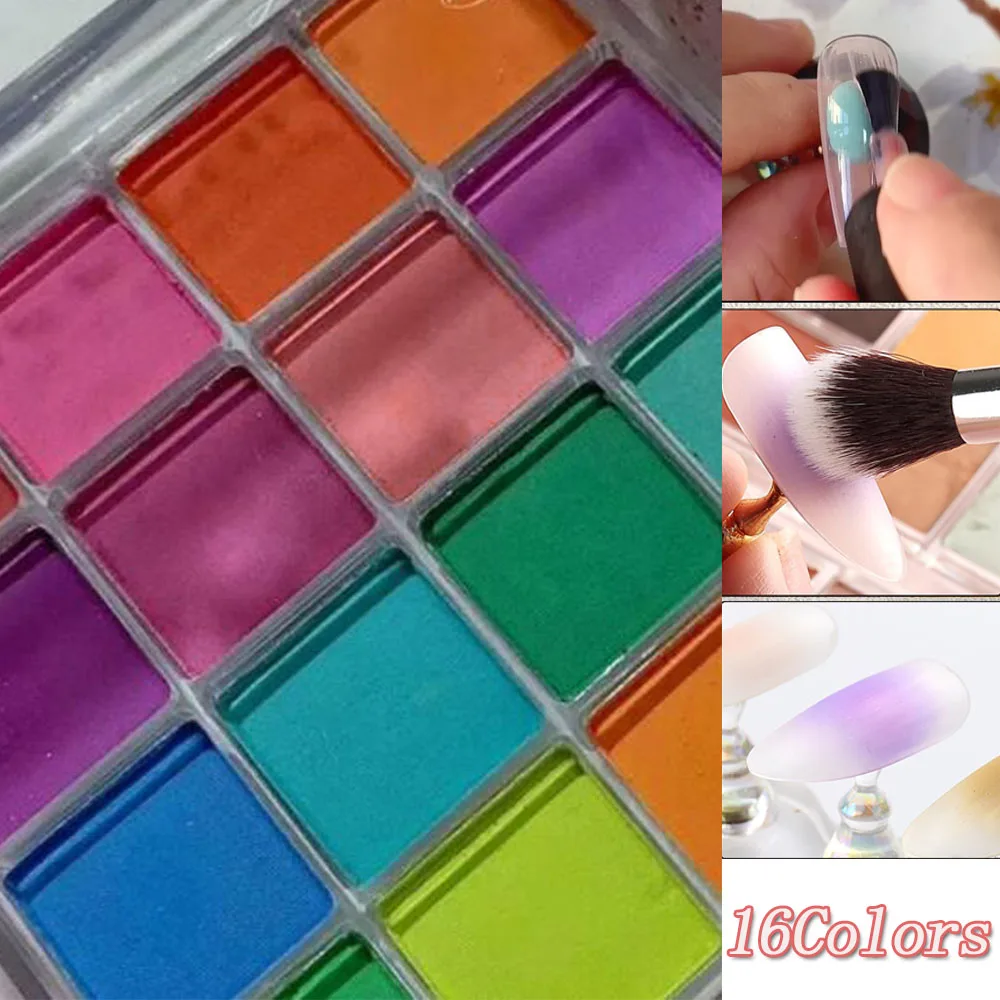 4/6/9/16 Kleur Nail Pigment Poeder Palet Set Gradiënt Ombre Poeder Wrijven Op Nagels Geleidelijke Verandering Poeder Voor Oogschaduw Manicure