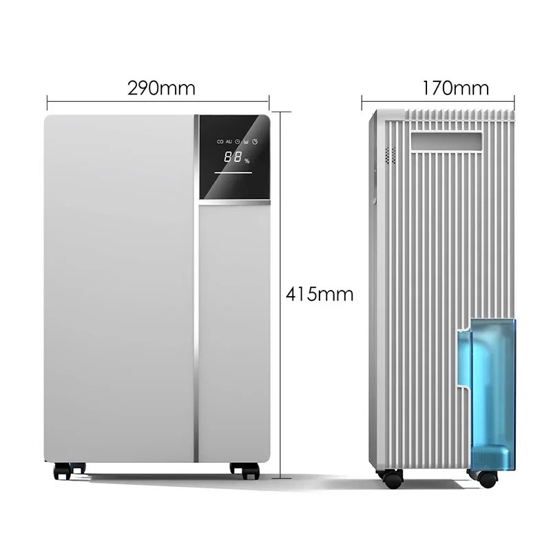 

Commercial-grade dehumidifier with compressor-assisted refrigeration and dehumidification (low noise), automatic defrosting