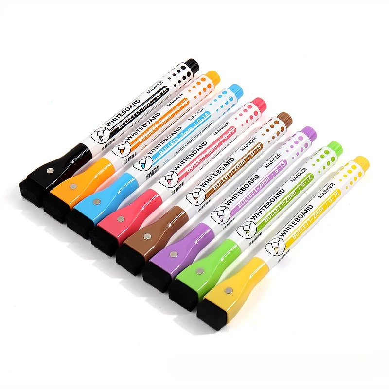 

New Magnetic Dry Erase Markers Whiteboard Marker Pen Office School White Board Stationery Extra Fine Tip Colored Pens