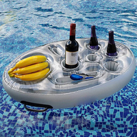 Inflatable Drinks Holder Pool Beer Drinks Holder Multifunctional Drinks Cooler Tray PVC Blow Up Cup Coasters for Pools Hot Tub