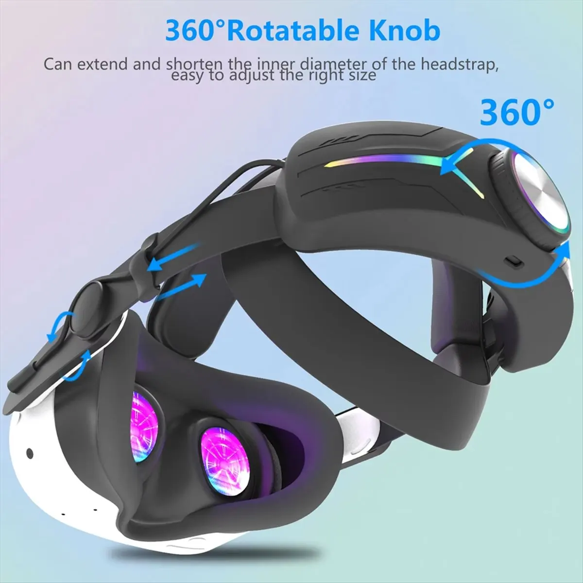 

DT414 Mon.RGB Light Fast-Charging for 3/3S Battery Head Strap Extends 4-6 Hours Black