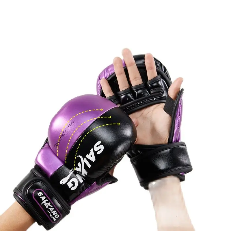 Thickened MMA Half-Finger Boxing Glove Breathable Free Fighting Sanda Mixed Martial Arts Training Glove Boxing Training Gear