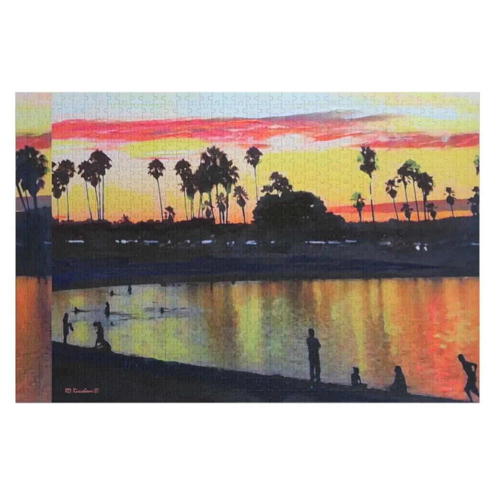 

Tropical Sunset on The Lagoon - San Diego California Jigsaw Puzzle Wooden Boxes Wooden Name Personalized Gifts Puzzle