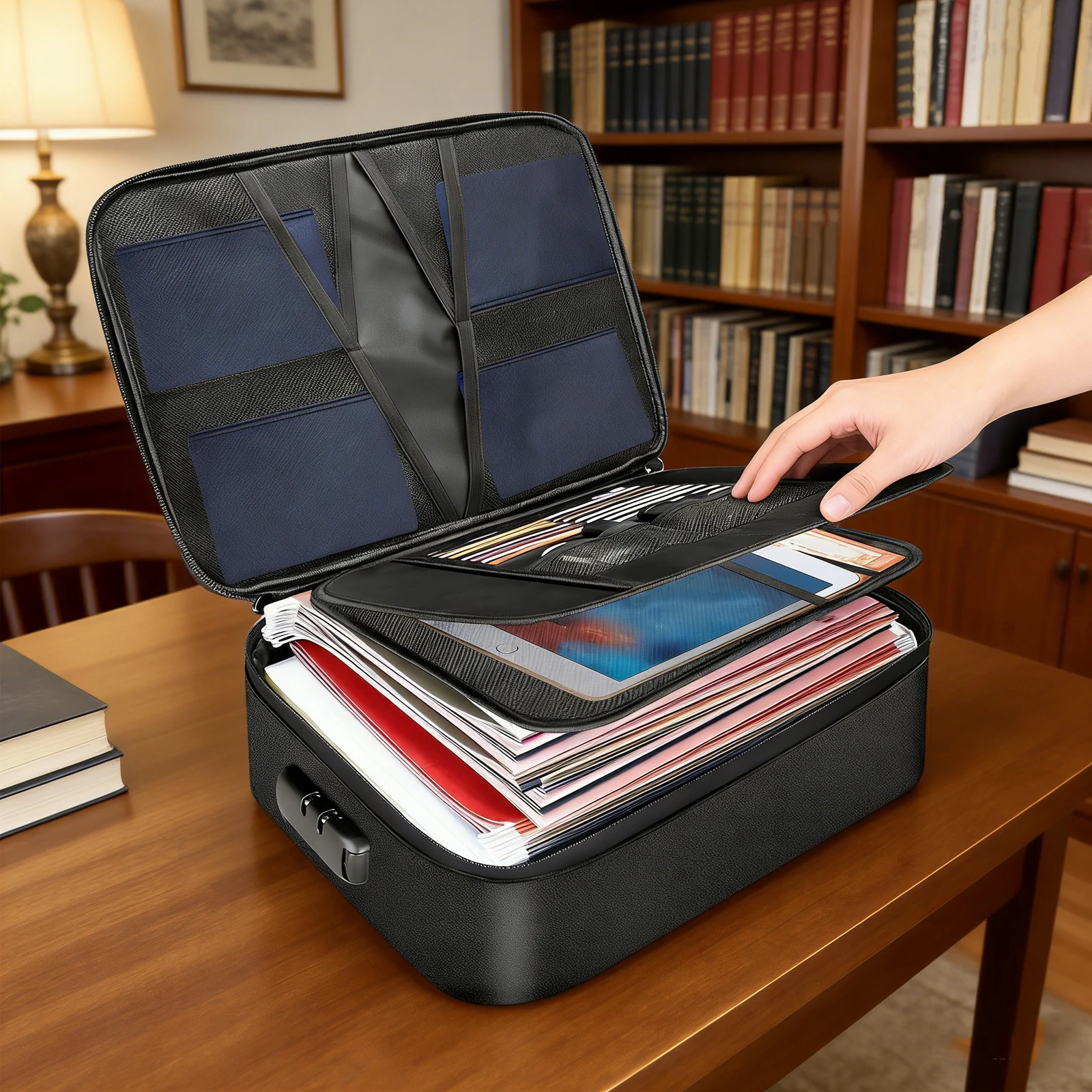 

Огнестойкий кейс для хранения документов с замком, водонепроницаемый сейф с молнией для офиса, ноутбука, файлов, подарков