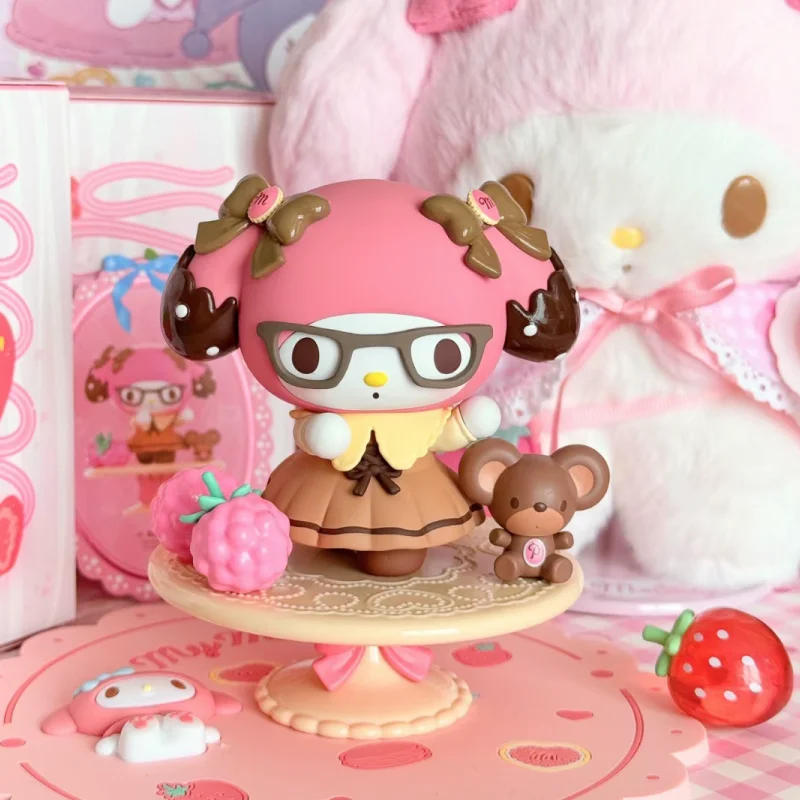 Miniso Sanrio Minha Melodia Tarde Chá Série Anime Figura, Adorável Modelo, Sweet Dolls, Desktop Brinquedos, Ornamento Kid, Presentes de Natal, Venda Quente