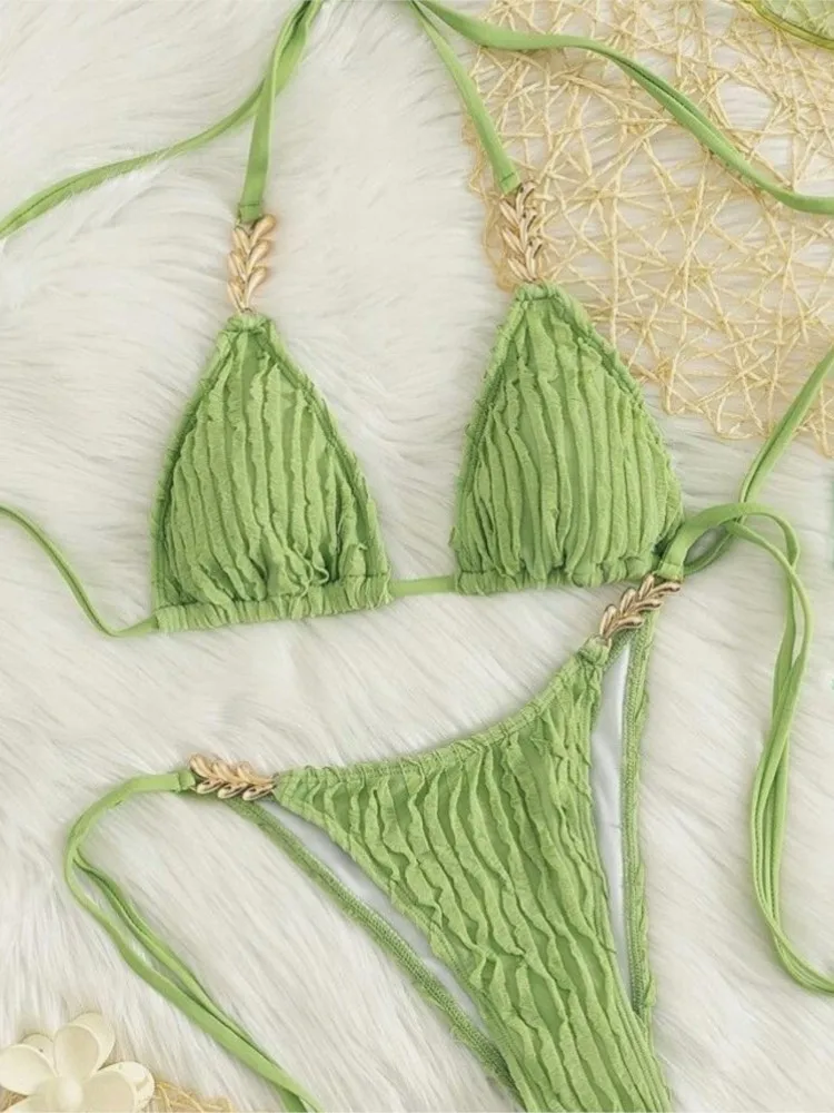 

Женские бикини и танкини: сексуальное бикини с завязками на шее, однотонный купальник, открытая спина, пляжная одежда для отпуска, стильный и модный