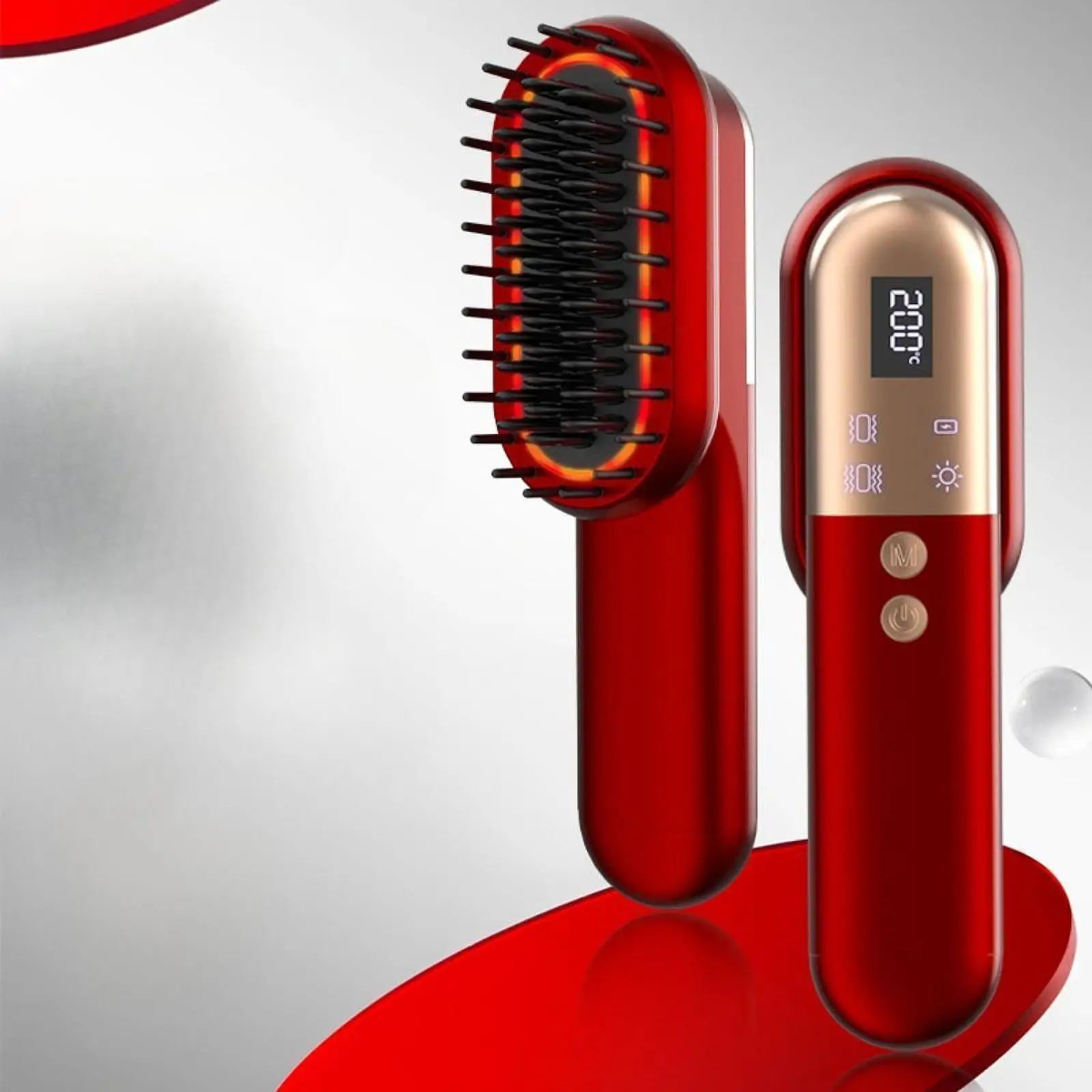 Hair Straightening Comb Practical 3 Speed Temperature Control Fast Heating Hair Straightener Hair Styling Brush for Salon Ladies