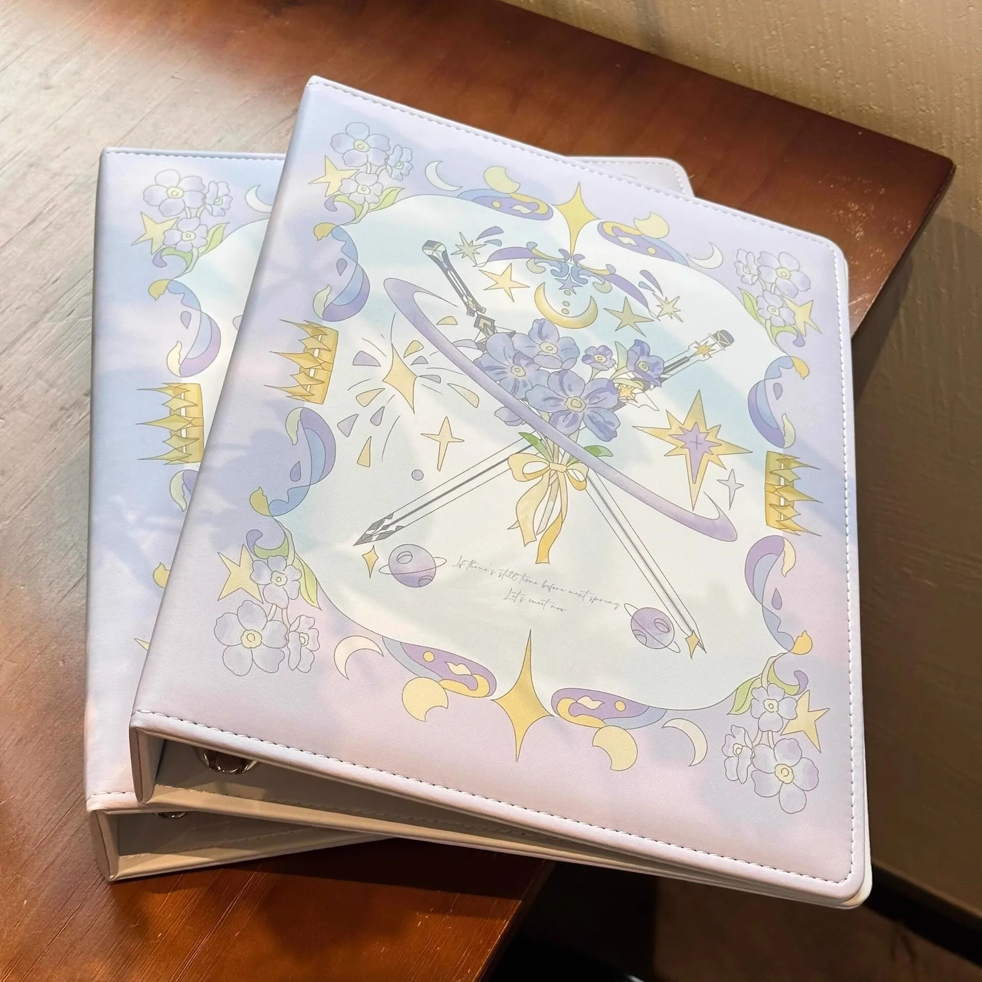 Purple Starry Blossom A5/A4 Binder Premium Leather Card Collection Book for K-Pop Cards, Instant Photos Memorabilia Photo Album