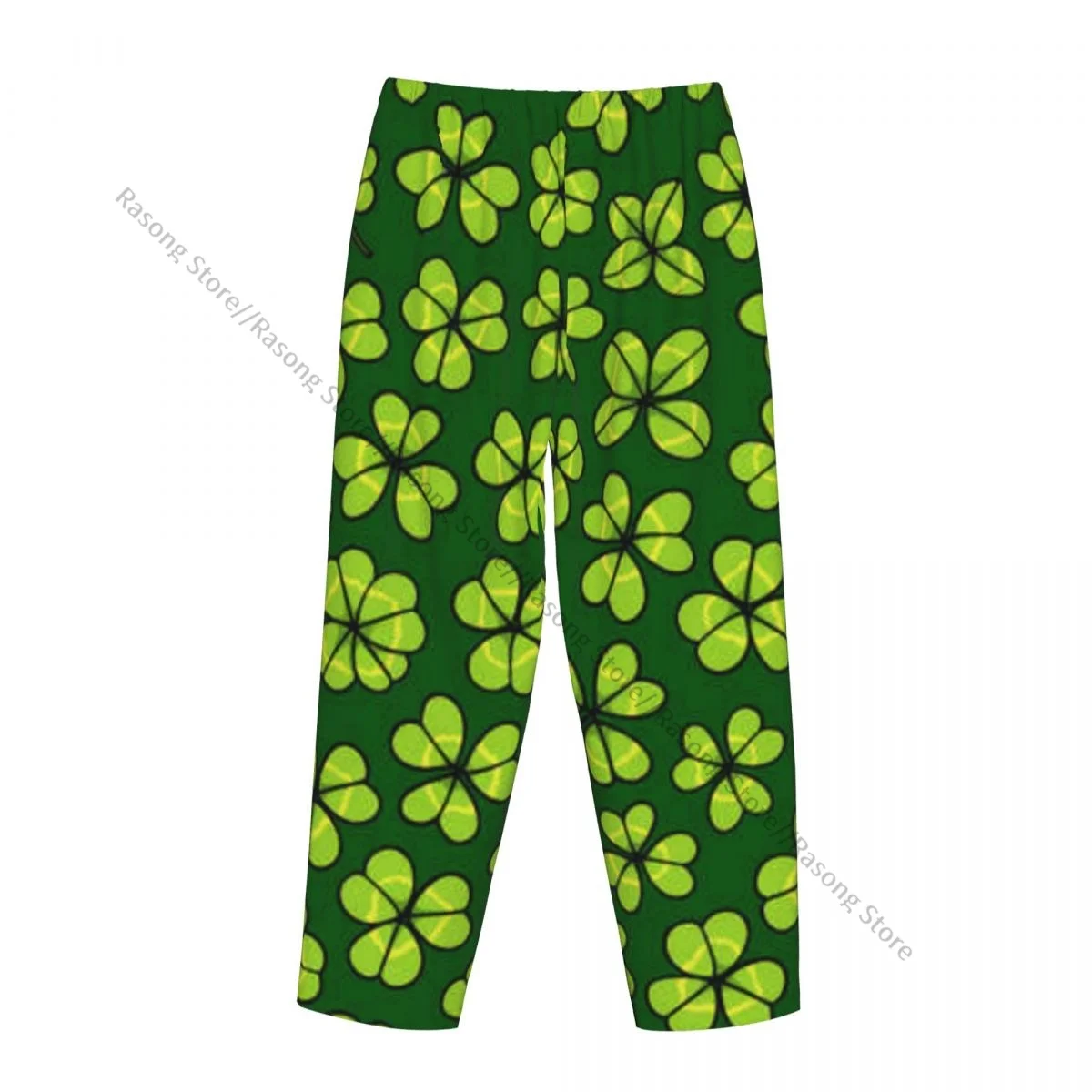 Warm Women Pajama Pants Clover Leaves Pattern Flannel Sleep Bottoms Soft Fleece Loungewear