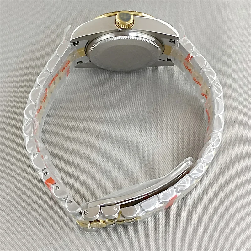 BLIGER 31mm Luxury Women Automatic Watch Two Tone Gold Bracelet Diamond Bezel Sapphire Glass White Mother Pearl Dial Waterproof
