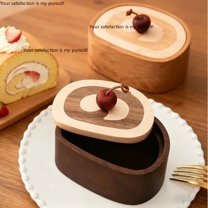Cream Style Solid Wood Swiss Roll Storage Box, Japanese Cute Organizer For Toothpick Floss Jewelry, Creative Gift Packaging Box