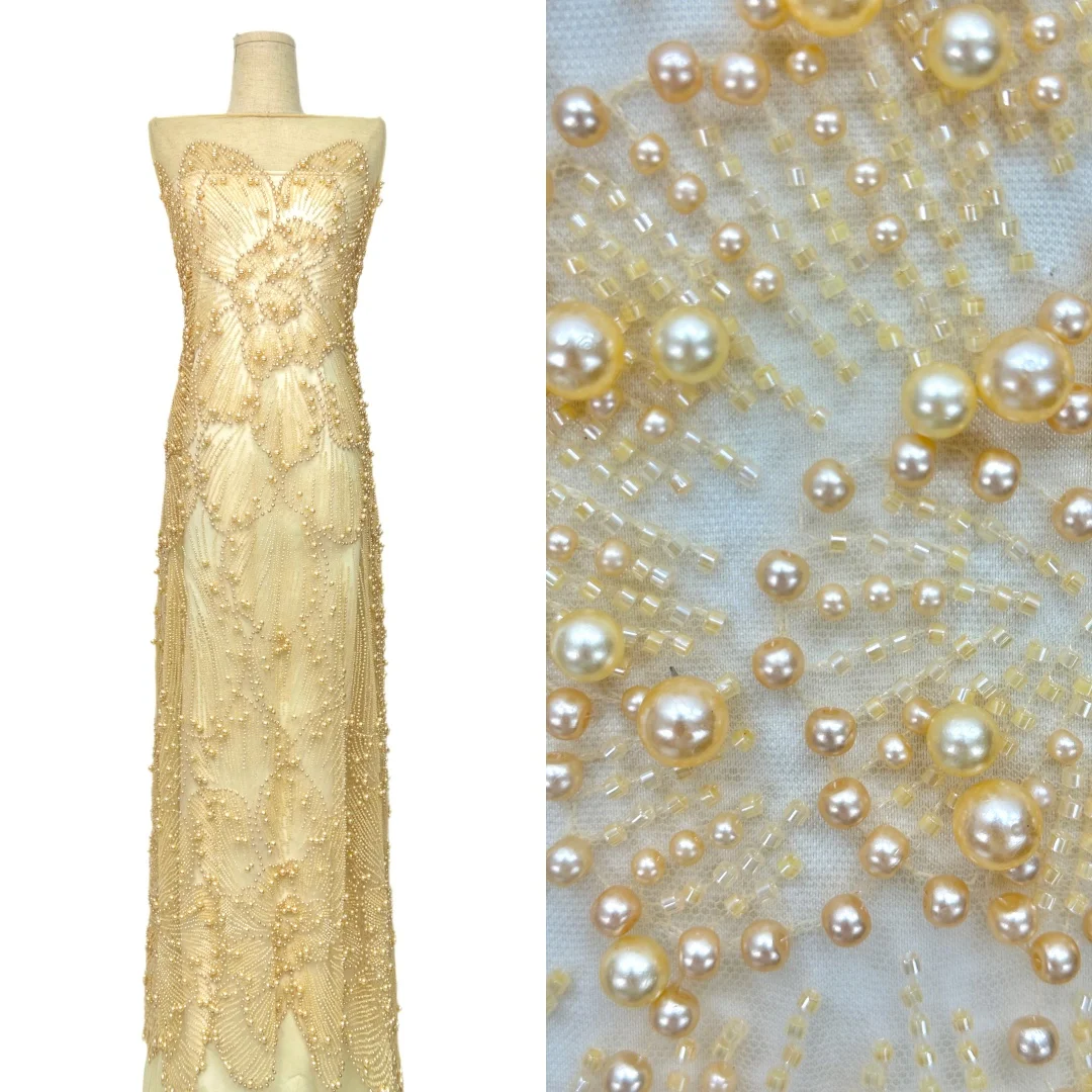 

Luxury African Lace Fabric 2026 French Big Beads Lace Fabric Nigerian Sequins Embroidery Net Lace Fabrics For Bridal Party Dress