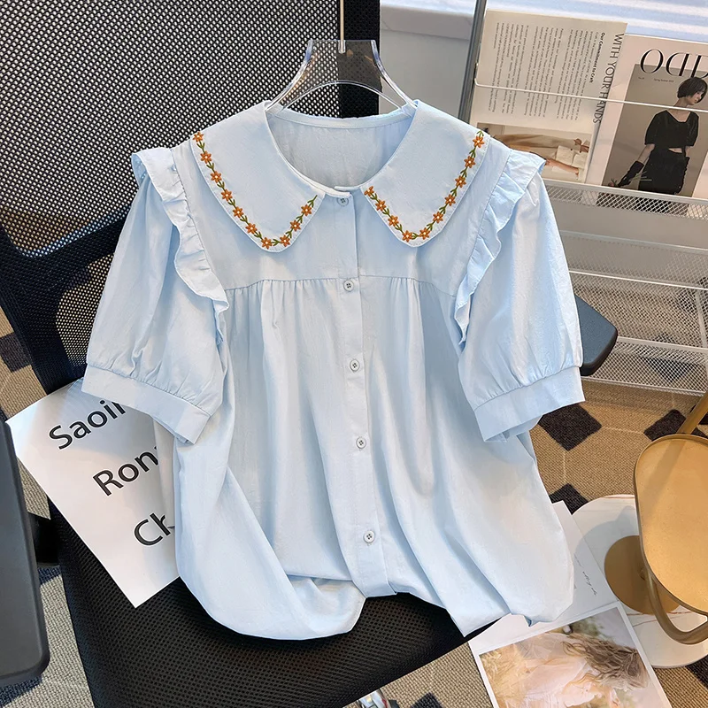 Chemises à manches courtes pour femmes, chemisier rétro rayé, col boutonné, coton doux, classique, rue, élégant, bureau, été décontracté