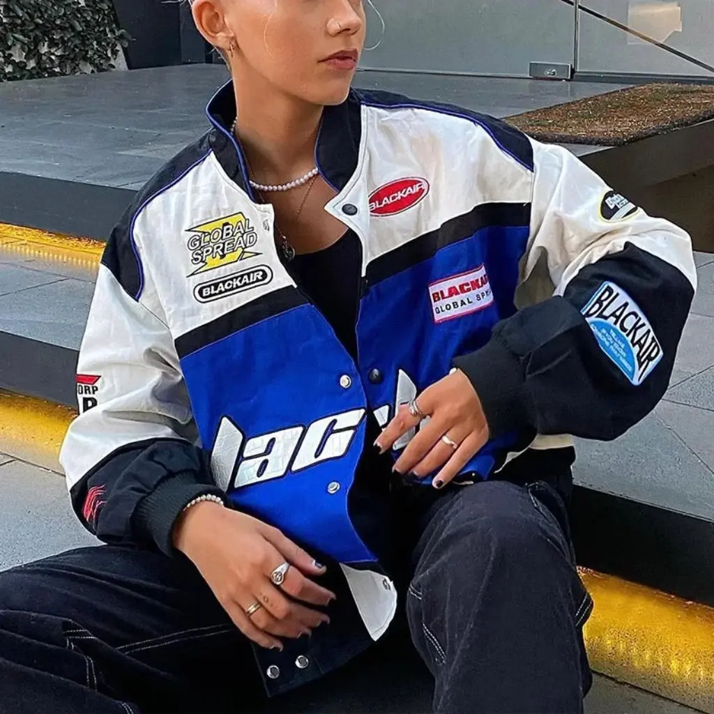 

Autumn Winter Sports Style Jacket Casual Long-Sleeved Windbreaker Motorcycle Coat Three-Color Printed