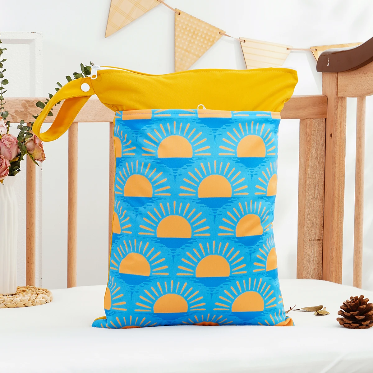 HappyFlute 1 قطعة حفاضات قابلة لإعادة الاستخدام بسحّاب رطب وجاف مقاوم للماء حقائب أطفال للسفر على الشاطئ وحمام السباحة وحفاضات الأطفال وصالة الألعاب الرياضية واليوجا