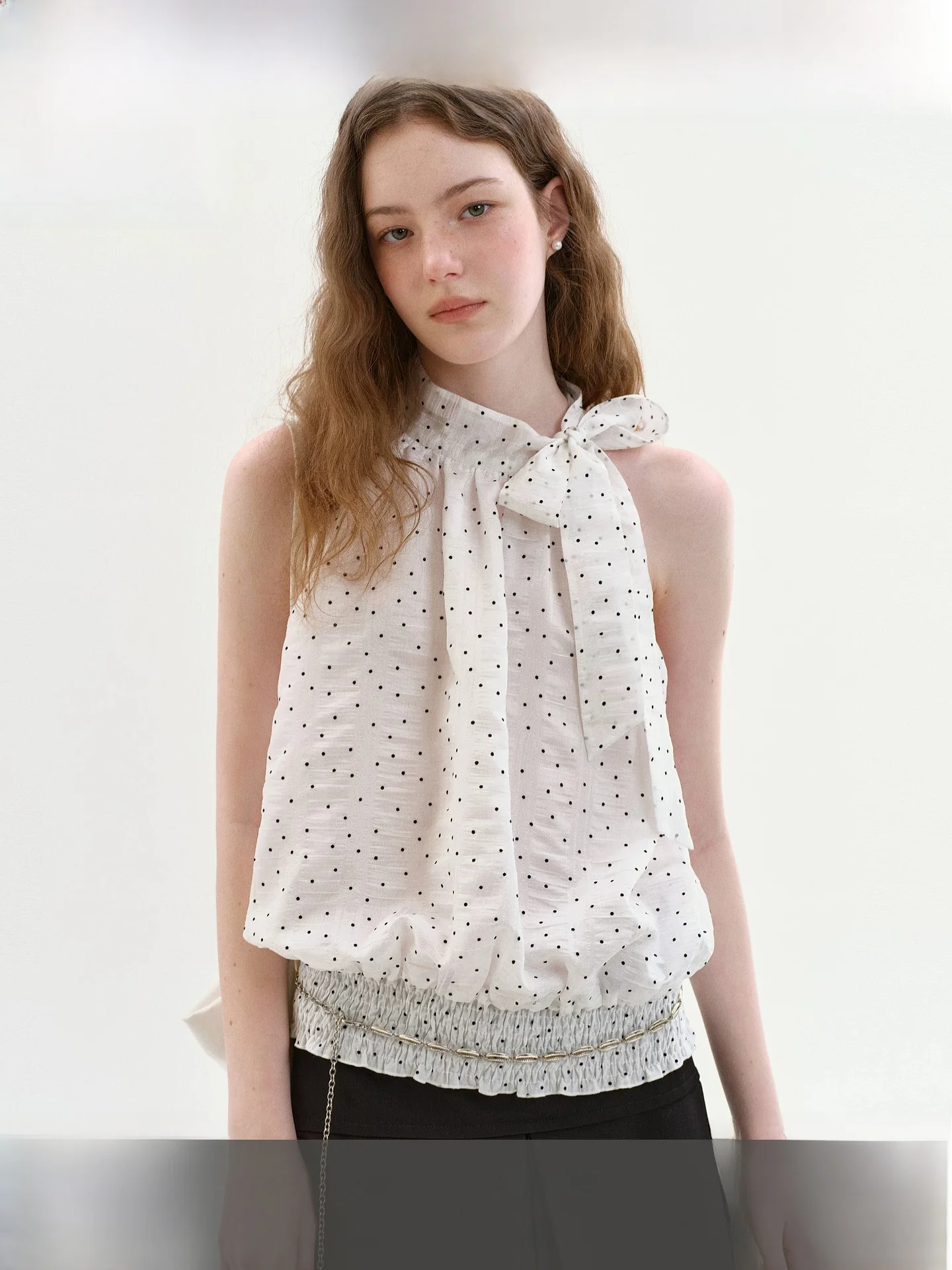 

Летний женский топ Fano в горошек с завязками на шее и поясом, модный, дышащий, тонкий, для молодых девушек