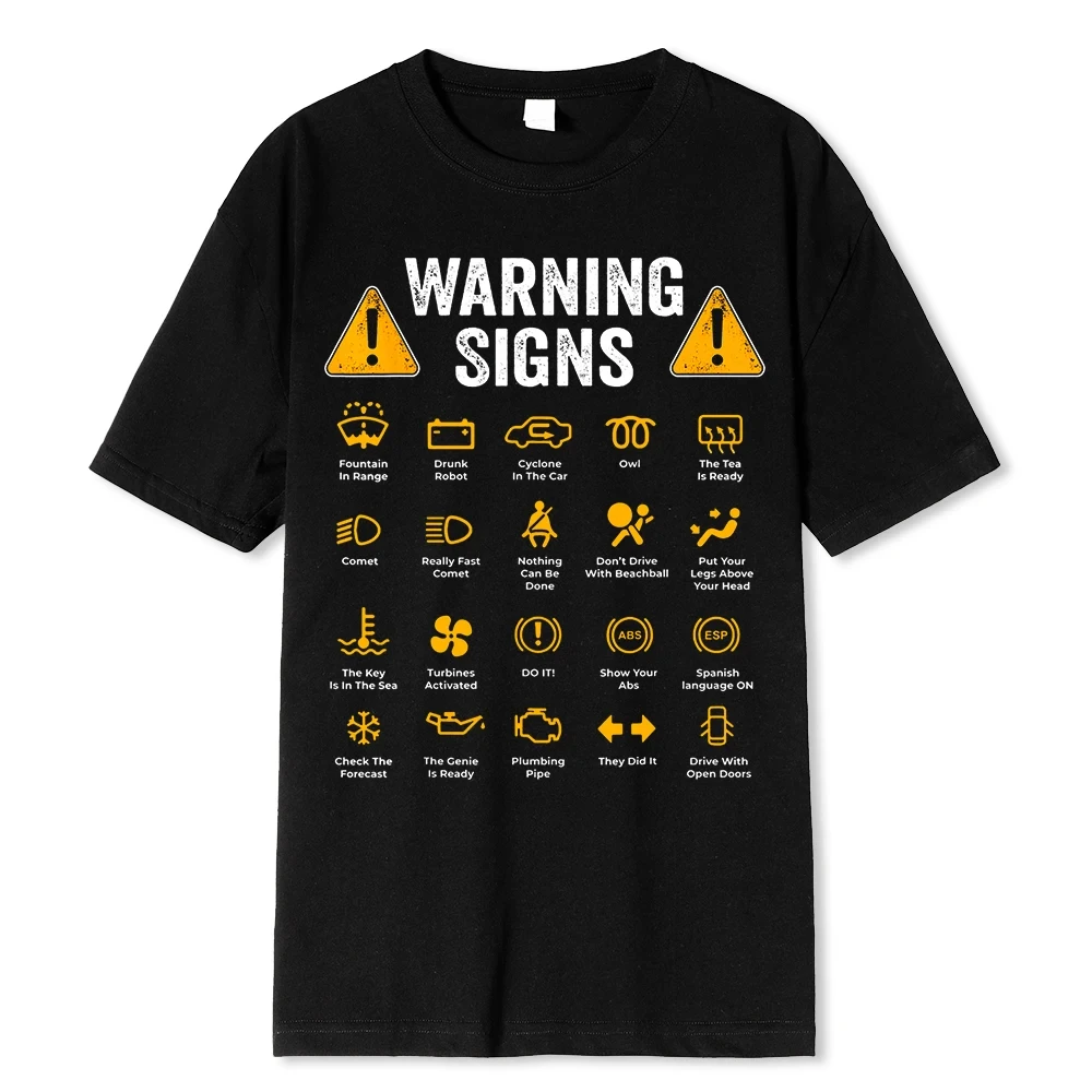 Funny Driving Warning Signs 101 Auto Mechanic Gift Driver T-Shirt Oversized Casual T Shirt Cotton Mens Tops Tees Cotton 64081