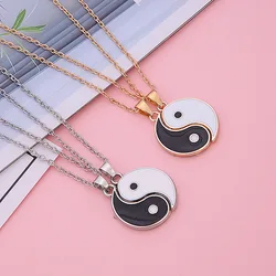 1pc Matching 2 Pieces Stainless Steel Yin Yang Pendant Puzzle Piece Necklace Birthday Jewlery Gifts For Couple Or Best Friends