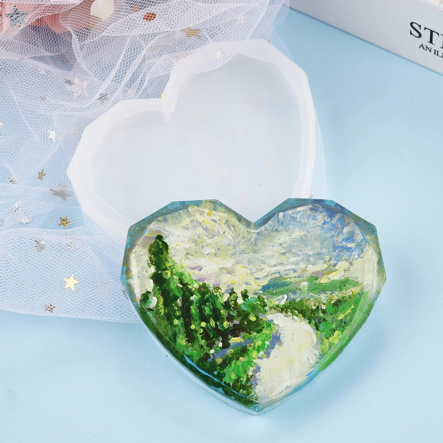 

Resin Coaster Silicone Mold Casting Round Heart Shape Mold DIY Handmade Epoxy UV Resin Crafts Mould Tools