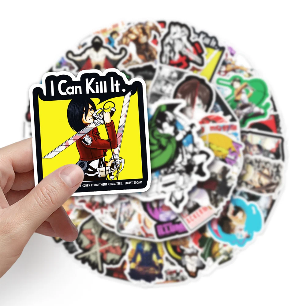 

10/30/50pcs Attack on Titan Japanese Anime Stickers Cartoon Waterproof Sticker Skateboard Helmet Phone Cool Manga Graffiti Decal