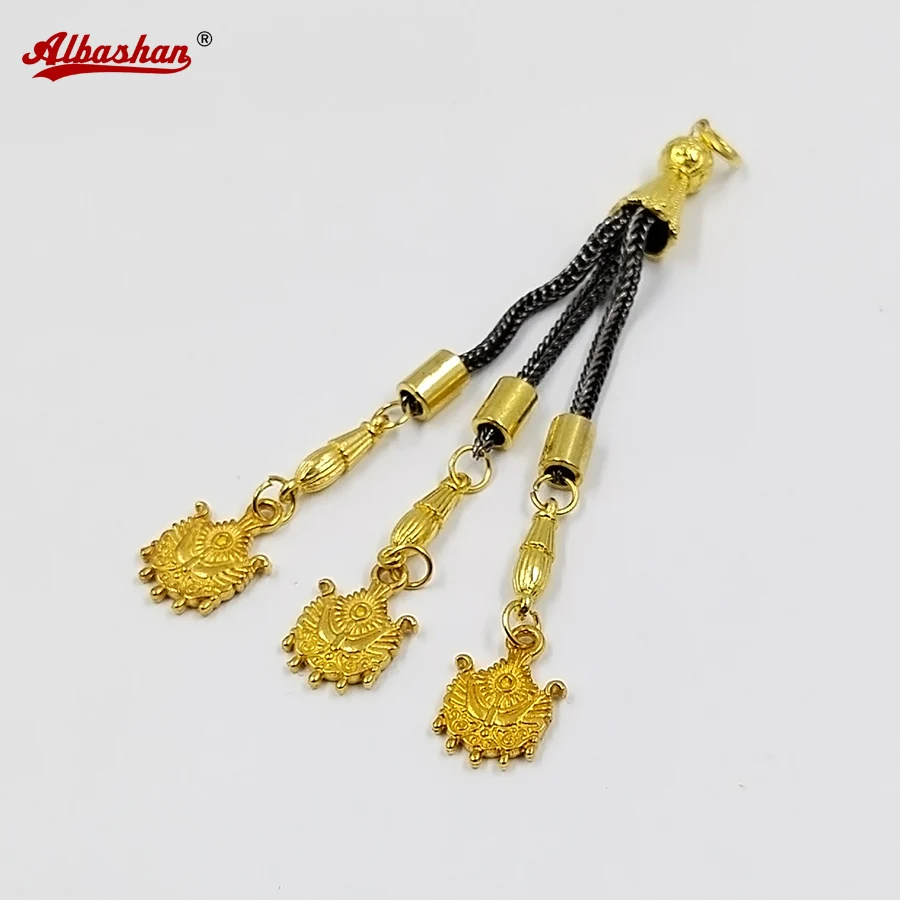 Vintage Hamsa Hand Tasbih Tassel, 3‑Charm Braided Shrabah Pendant for Muslim Prayer Beads Misbaha DIY Jewelry Making