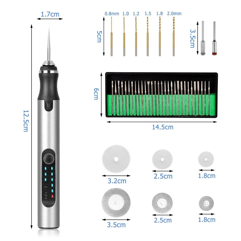 Elektrische Gravur Werkzeugs atz USB schnur lose wiederauf ladbare Gravur Stift Mini DIY Graveur Stift Werkzeug zum Schnitzen von Holz Metall