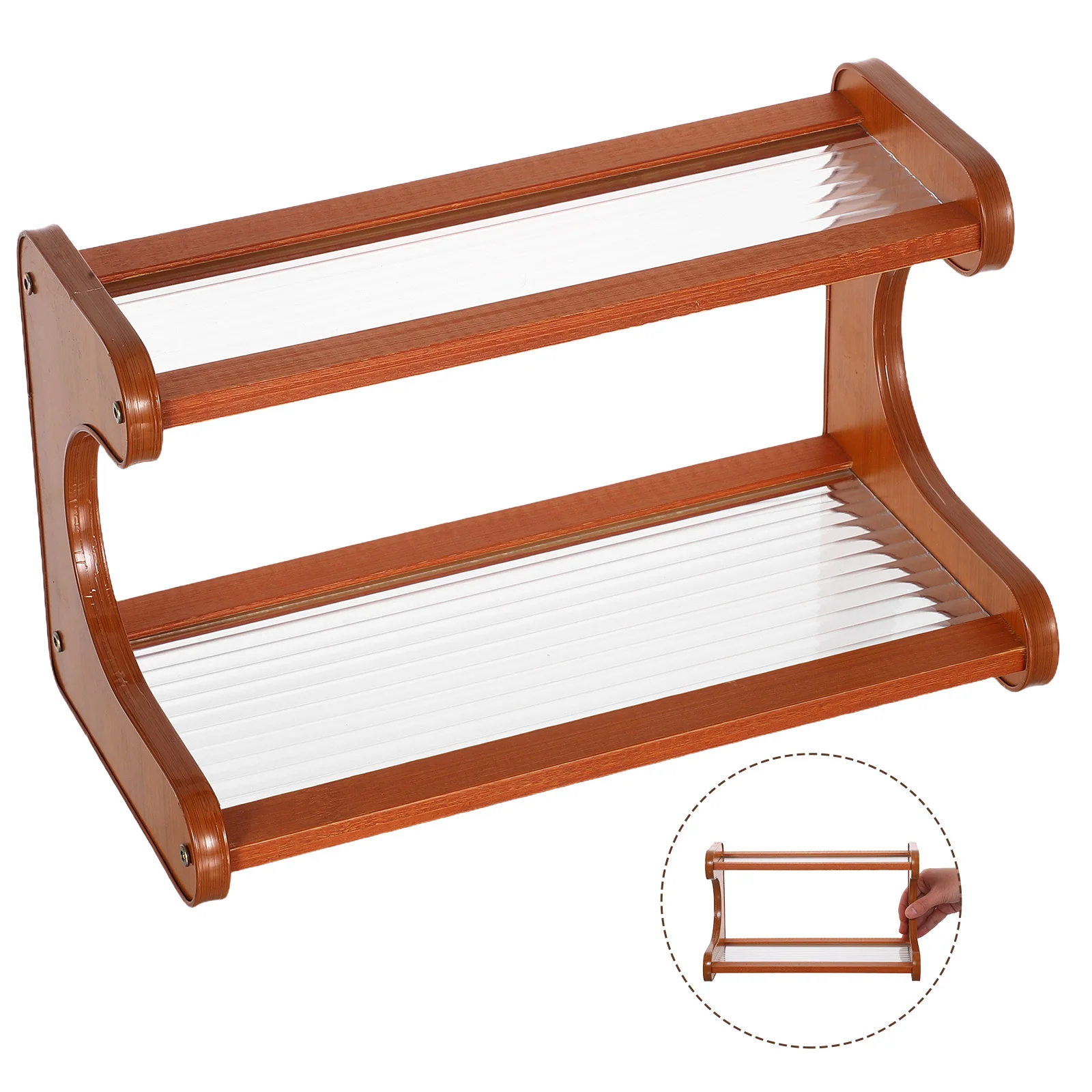 

Light Brown Multi-Layer Desktop Storage Rack for Office Dormitory Home Desktop Organizer Stationery Spice Shelf