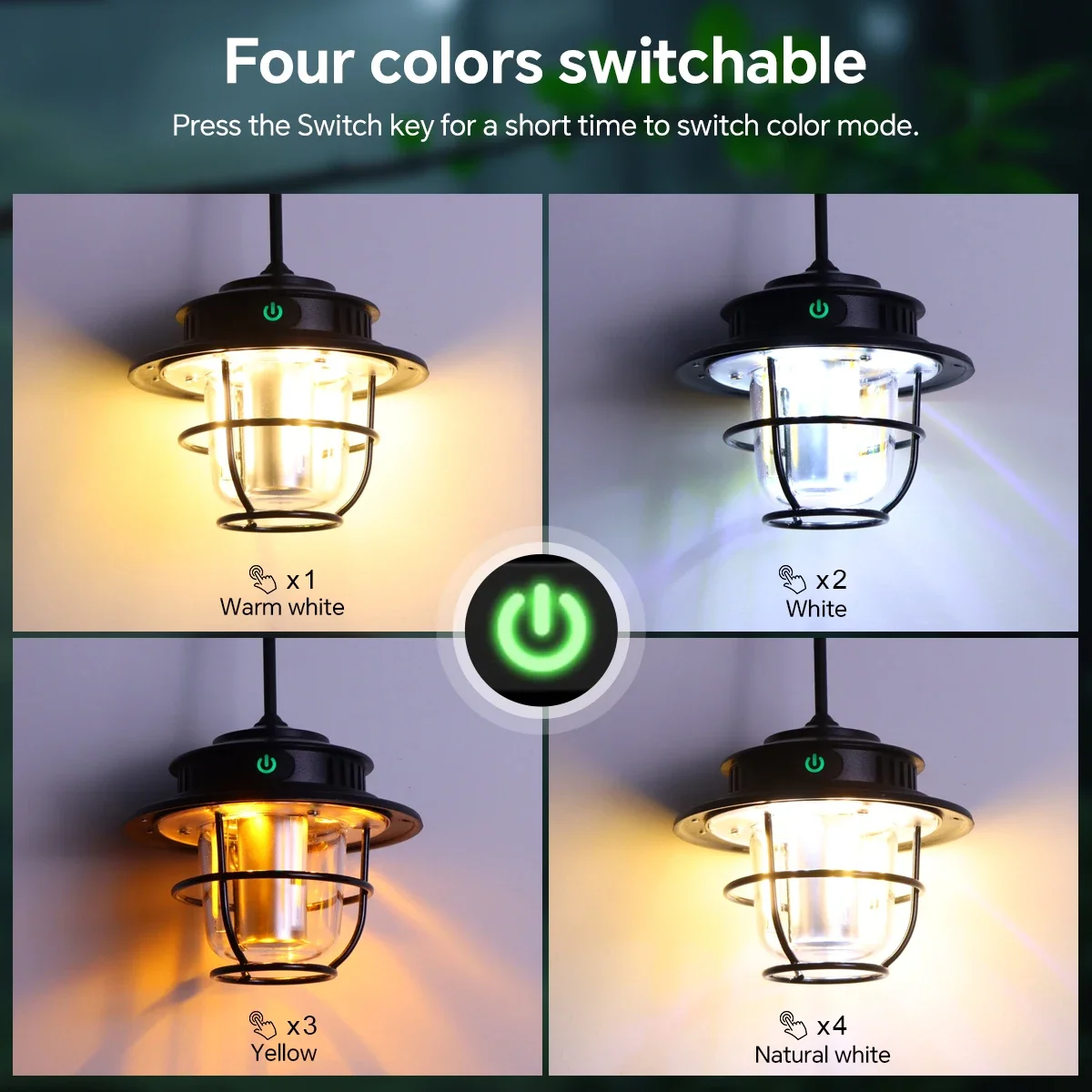 Outdoor Camping Lantern Portable High Bright CCT Dimmable USB Rechargeable LED Lamp With Hanging Hook For Camping Hiking Picnic