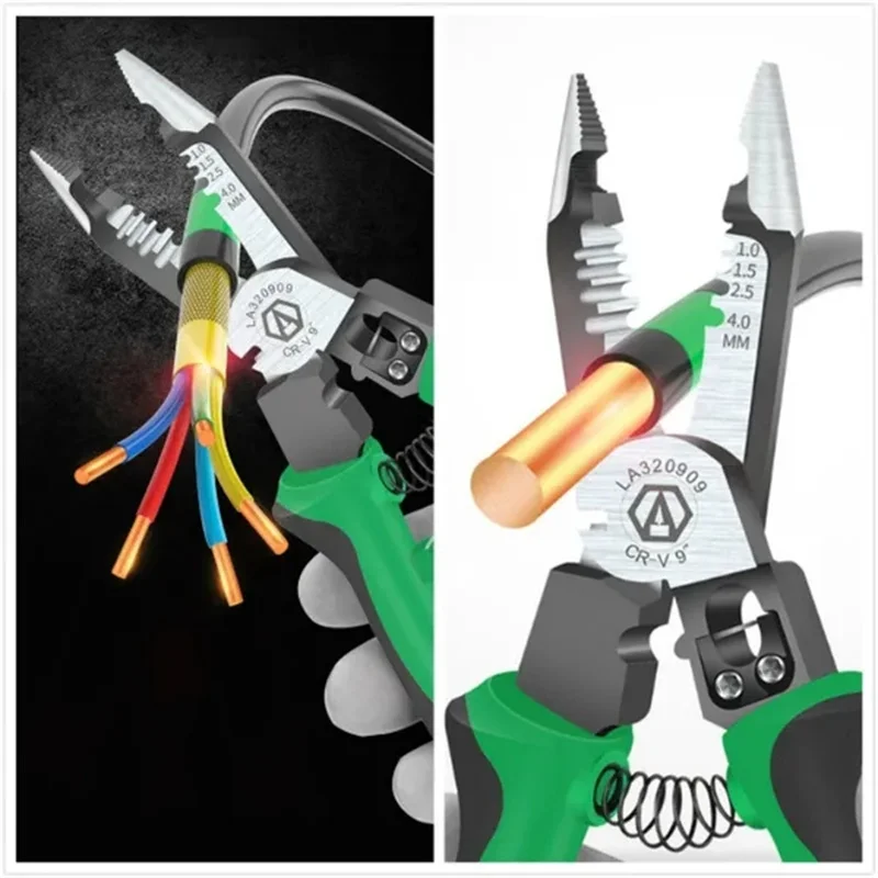 

K50 9 in 1 Multifunctional Electrician Pliers Long Nose Pliers Wire Stripper Cable Cutter Terminal Crimping Hand Tools