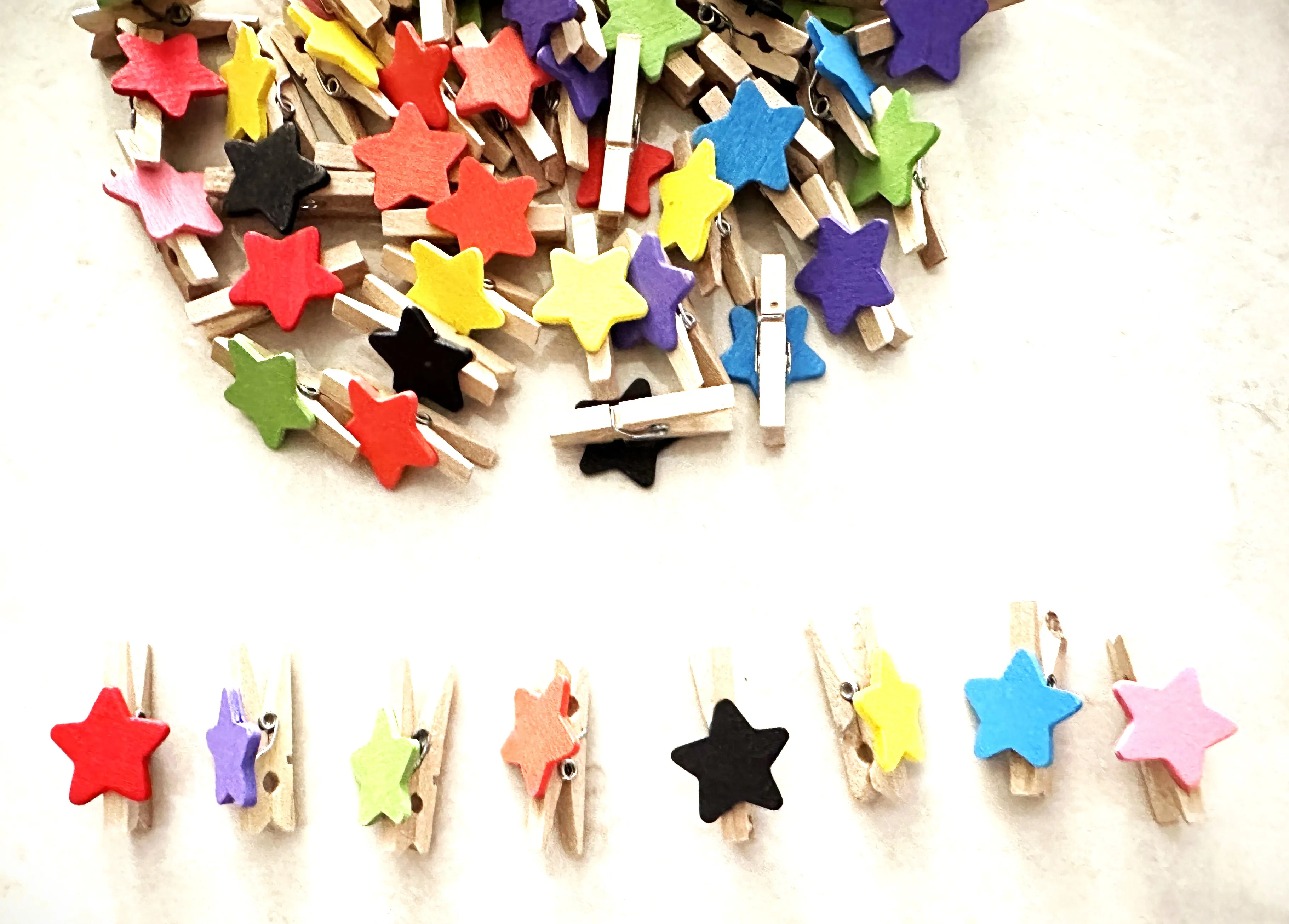 50pcs Colorful Star Photo Wooden Clip Memo Paper Peg Clothespin Stationery Wedding Event Party Craft Decoration