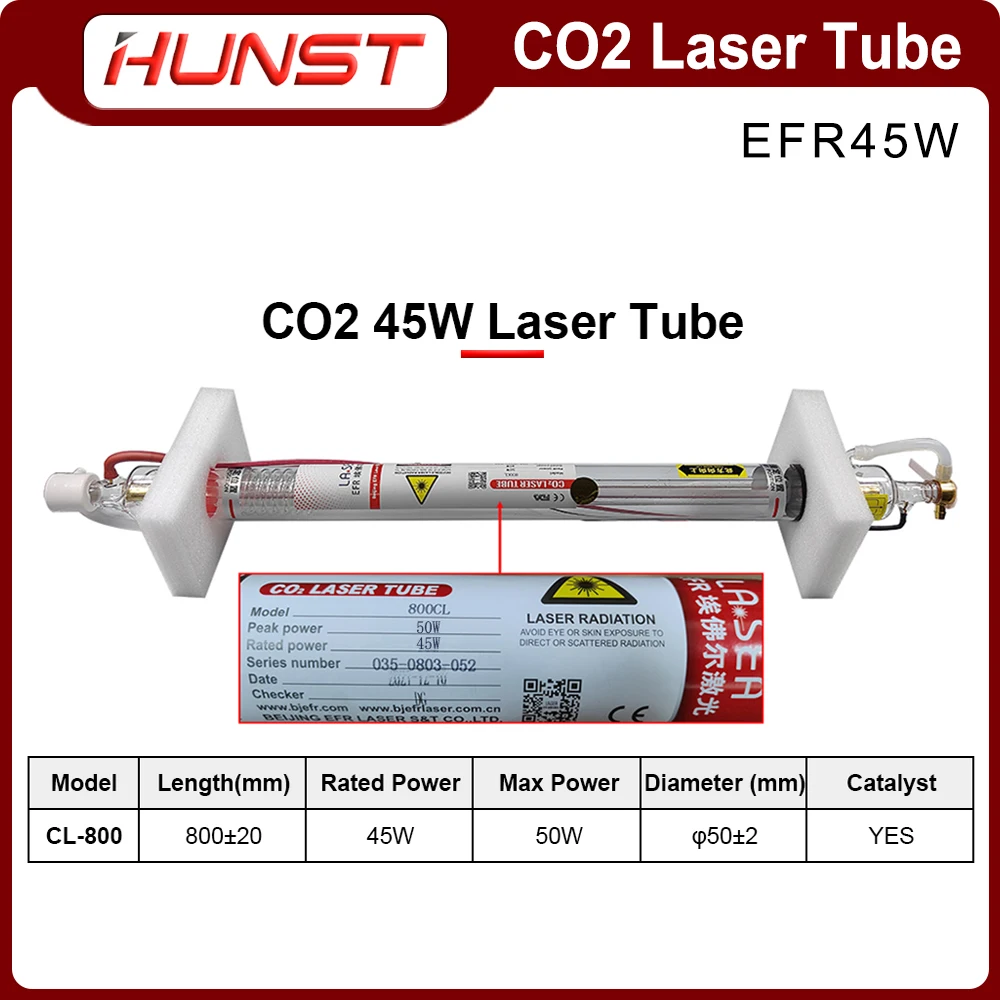 Imagem -04 - Tubo do Laser com Cabeça do Metal Gravura e Máquina de Corte Co2 45w Diâmetro 50 mm 800 mm Comprimento Hunst-co2