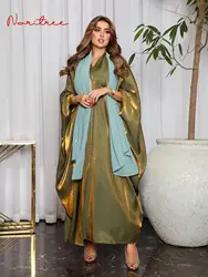 Fashion Shiny Oversized Abayas Djellaba Muslim Dress Dubai Full Length Soft Shiny Abaya Dubai Turkey Muslim Islam Robe WY1012