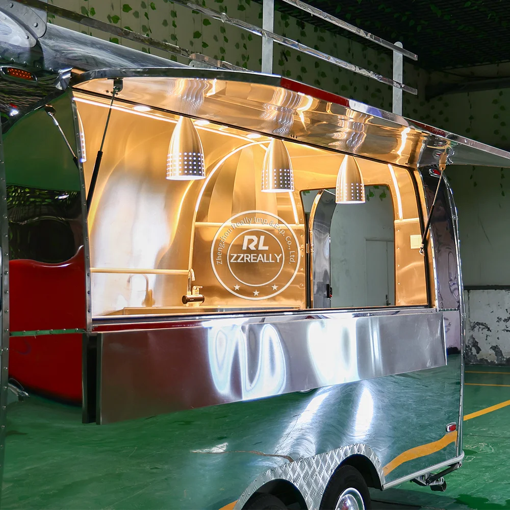 Street Food Trailer Fully Equipped Concession Coffee Hot Dog Cart Catering Trailer Airstream Food Trucks Mobile Coffee Cart