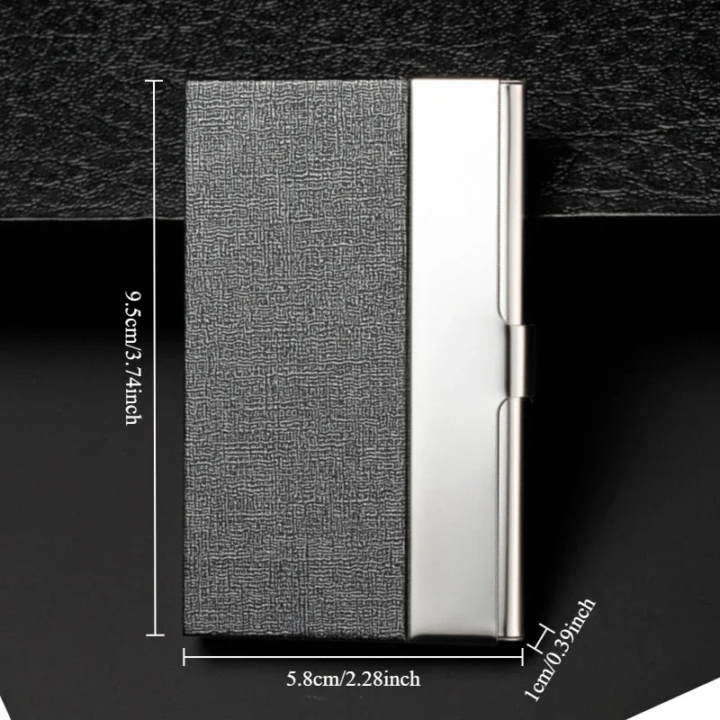 Laser Company Name Personalized Cardcase Activities Gifts Custom Logo PU Leather Stainless Steel Business Card Case Box Holder