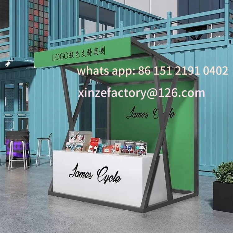 تخصيص التجارية الشارع الغذاء وجبات خفيفة المشروبات عربة مبيعات السوق عرض رفوف كشك الطعام المحمول كشك رفوف