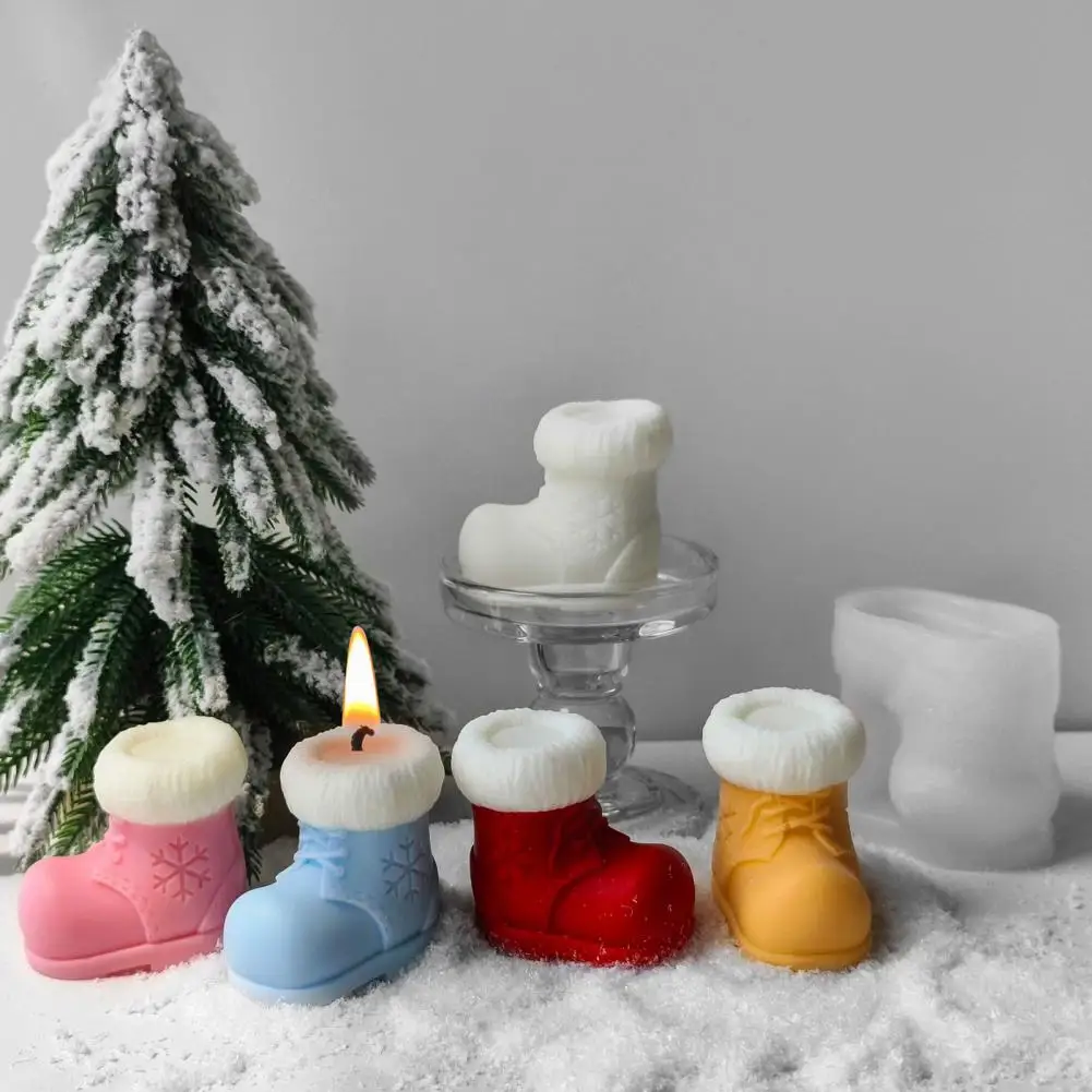 Holiday Candle Mold Silicone Candle Mold Christmas Candle Snowman Silicone Mold Set for Making Resin Crafts Xmas Home for Clay