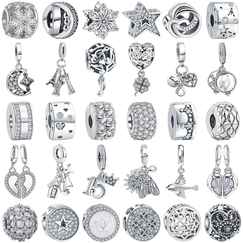 

Authentic S925 Sterling Silver Charms Dog Claw Bird Snowflake Crown Beads Fit Original Pandora Bracelets Jewelry Women DIY Gifts