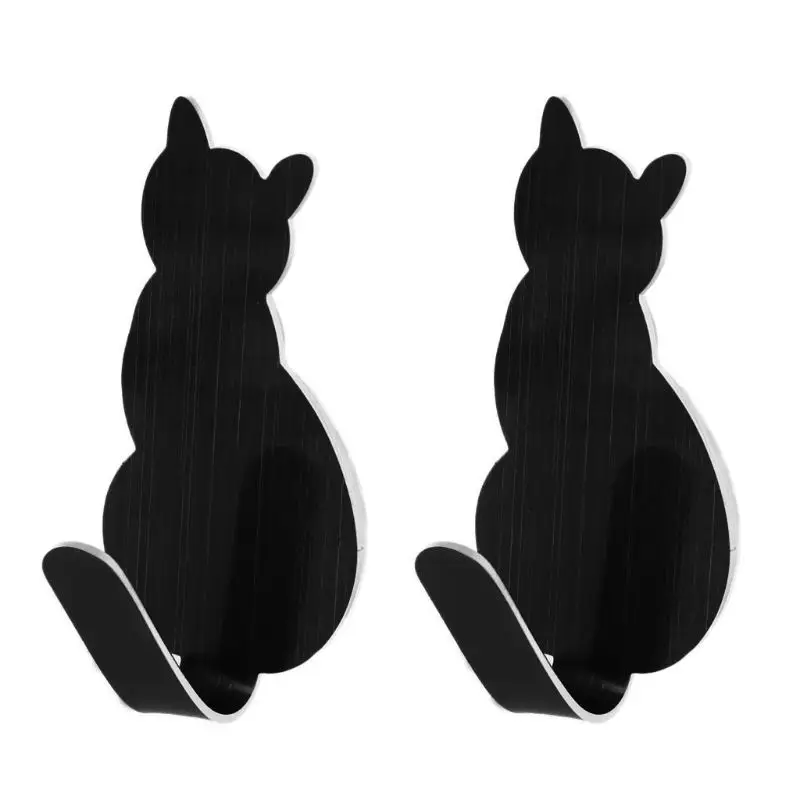 Decorativo em forma de cauda de gato, 2 peças, parede de aço inoxidável, porta, roupas, casaco, chave, cabide, gancho, cremalheira