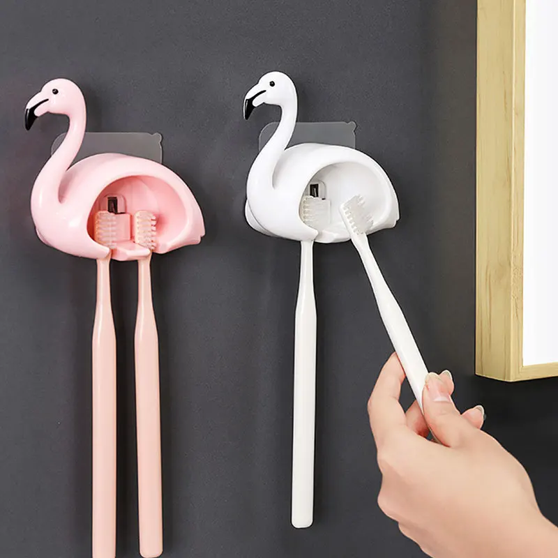 Creative Snail Flamingo Cactus Toothbrush Holder Punch-free Wall Hanging Towel Shelf Storage Hooks Rack Bathroom Accessories