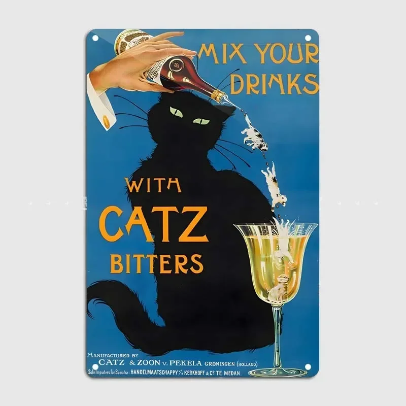 Vintage Catz Bitters Wall Decoration Metal Sign Custom Home Decoration Accessories Decor Decor for Room Poster Art Mural Retro